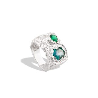 انگشتر نقره love ring whit blue topaz stone