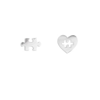 گوشواره نقره قلب و پازل